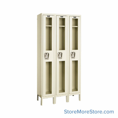 See Through Lockers, 36" W x 15" D x 78" H, 3 Columns, 1 Tier, Padlock Hasp, Assembled