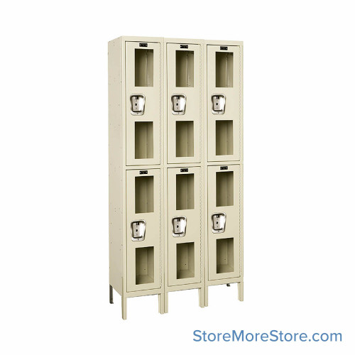 See Through Lockers, 36" W x 12" D x 78" H, 3 Columns, 2 Tiers, Combination Lock, Unassembled