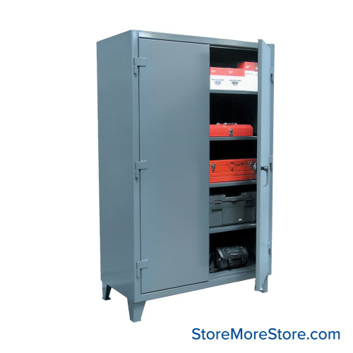 Industrial Metal Cabinet with Glass Doors, 72" W x 24" D x 78" H, Double Metal Doors, 4 Shelves, Padlock HASP