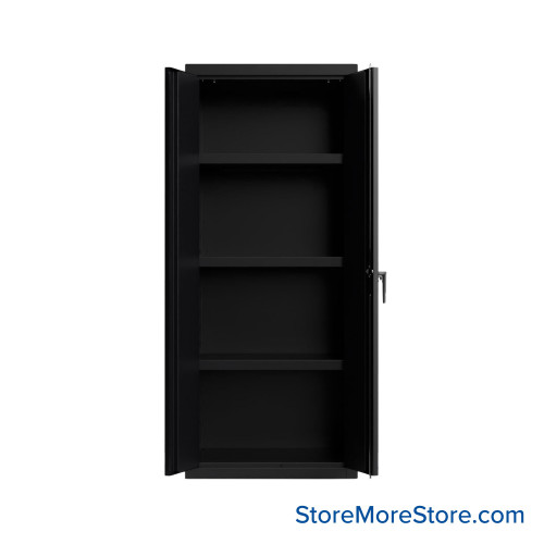 Industrial Metal Cabinet with Glass Doors, 30" W x 24" D x 72" H, Double Metal Doors, 3 Shelves, Key Lock w/ Padlock HASP