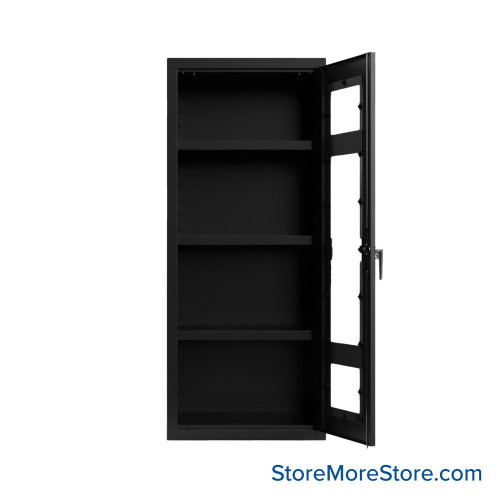 Industrial Metal Cabinet with Glass Doors, 30" W x 24" D x 72" H, Clearview Double Doors, 3 Shelves, Digital Lock Industrial Metal Cabinet with Glass Doors, 30" W x 24" D x 72" H, Clearview Double Doors, 3 Shelves, Digital Lock