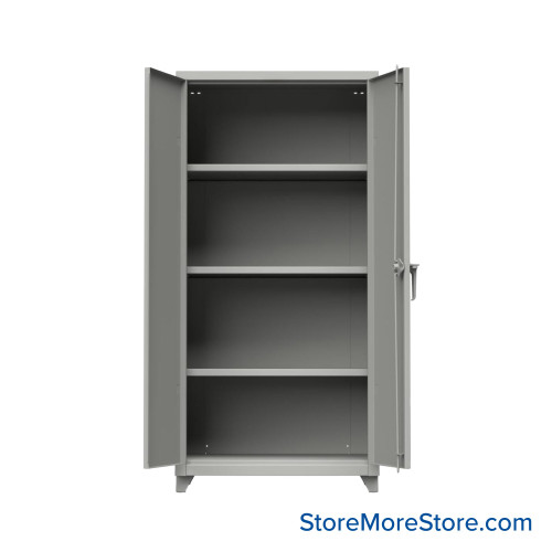 Industrial Metal Cabinet with Glass Doors, 36" W x 24" D x 75" H, Double Metal Doors, 3 Shelves, Digital Lock Industrial Metal Cabinet with Glass Doors, 36" W x 24" D x 75" H, Double Metal Doors, 3 Shelves, Digital Lock