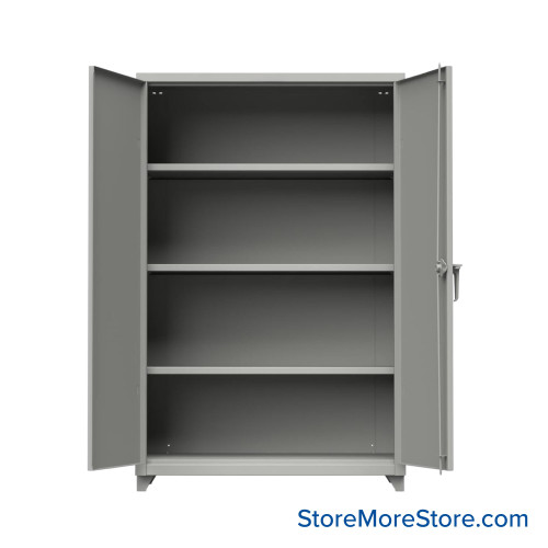 Industrial Metal Cabinet with Glass Doors, 48" W x 24" D x 75" H, Double Metal Doors, 5 Shelves, Padlock HASP