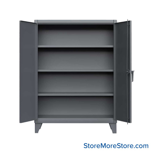 Industrial Metal Cabinet with Glass Doors, 48" W x 24" D x 66" H, Double Metal Doors, 3 Shelves, Digital Lock