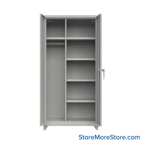 Industrial Metal Cabinet with Glass Doors, 36" W x 24" D x 75" H, Double Metal Doors, 4 Shelves, Professional Digital Lock