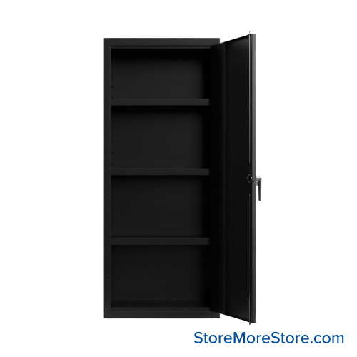 Industrial Metal Cabinet with Glass Doors, 30" W x 18" D x 72" H, Single Metal Door, 3 Shelves, Advanced Digital Lock