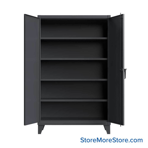 Industrial Metal Cabinet with Glass Doors, 48" W x 24" D x 78" H, Double Metal Doors, 4 Shelves, Padlock HASP