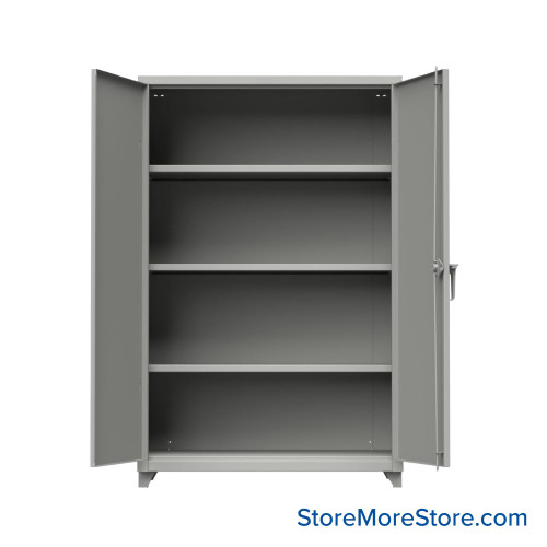 Industrial Metal Cabinet with Glass Doors, 48" W x 24" D x 75" H, Double Metal Doors, 3 Shelves, Padlock HASP