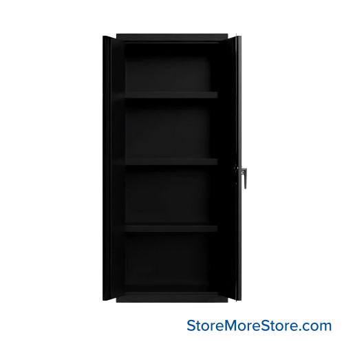 Industrial Metal Cabinet with Glass Doors, 30" W x 18" D x 72" H, Double Metal Doors, 3 Shelves, Digital Lock
