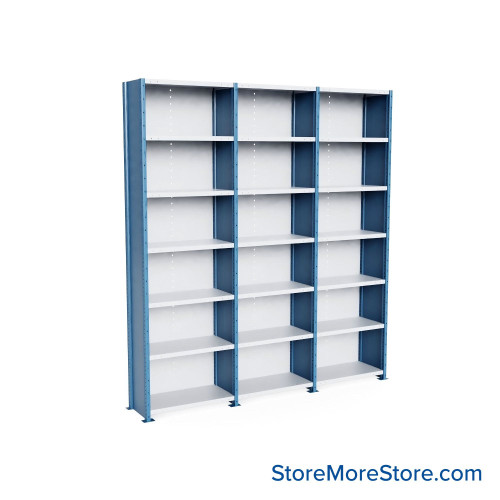 Heavy Duty Metal Shelving, 112" W x 18" D x 123" H, Closed Shelving, 7 Adjustable Shelfs, Heavy-Duty