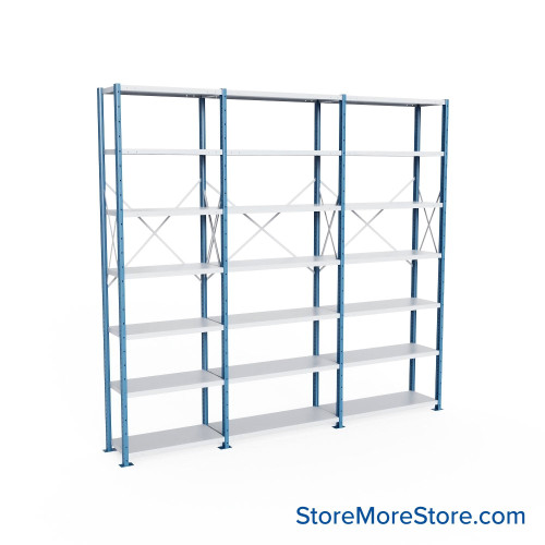 Heavy Duty Metal Shelving, 136" W x 18" D x 123" H, Open Shelving, 7 Adjustable Shelfs, Heavy-Duty