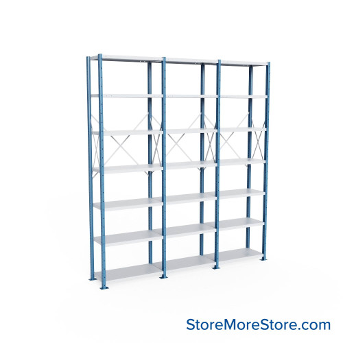 Heavy Duty Metal Shelving, 112" W x 18" D x 123" H, Open Shelving, 6 Adjustable Shelves, Heavy-Duty