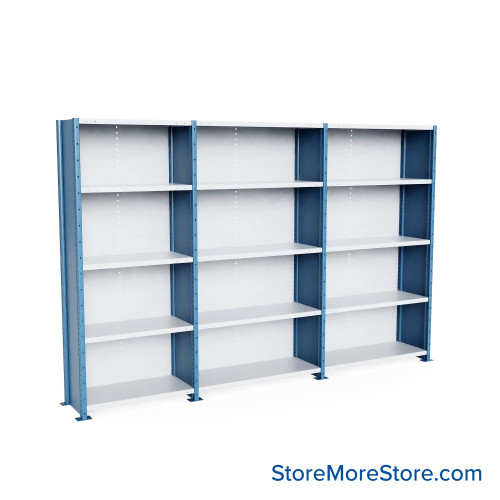 Heavy Duty Metal Shelving, 137.25" W x 18" D x 87" H, Closed Shelving, 5 Adjustable Shelfs, Extra Heavy-Duty