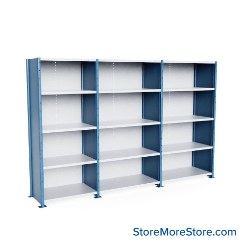 Heavy Duty Metal Shelving, 137.25" W x 24" D x 87" H, Closed Shelving, 5 Adjustable Shelfs, Heavy-Duty