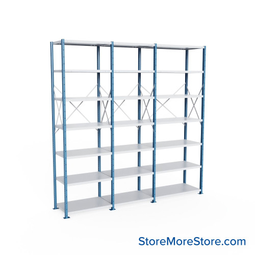 Heavy Duty Metal Shelving, 124" W x 24" D x 123" H, Open Shelving, 7 Adjustable Shelfs, Extra Heavy-Duty