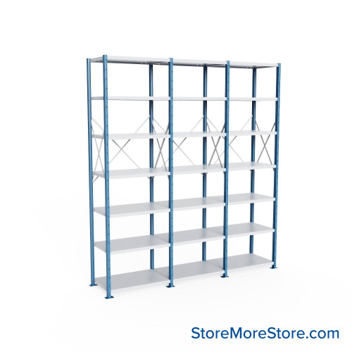 Heavy Duty Metal Shelving, 112" W x 24" D x 123" H, Open Shelving, 7 Adjustable Shelfs, Heavy-Duty