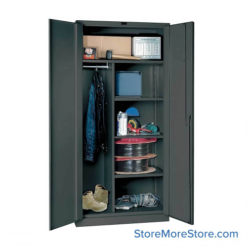 Welded Storage Cabinet, 36" W x 24" D x 78" H, Combination, Solid Door, 16-Gauge Steel, No Corrosion Resistant Coating
