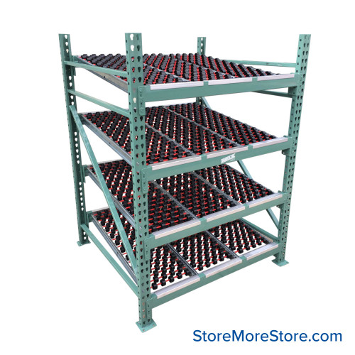 Mobile Gravity Flow Rack, 96" W x 96" D x 72" H, 6 Shelves, No Casters