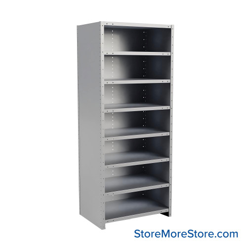 Metal Storage Shelves, 24" W x 36" D x 87" H, Closed Back & Sides, Heavy-Duty, 8 Adjustable Shelfs