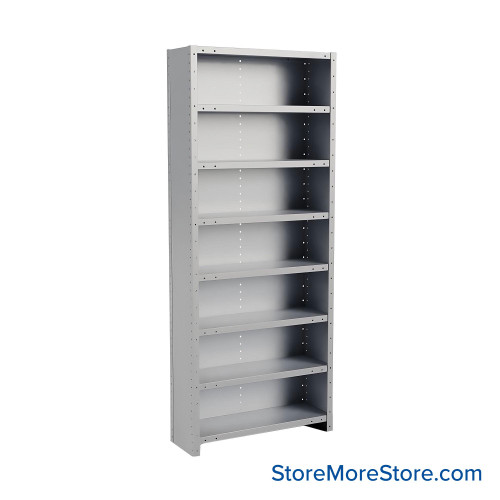 Metal Storage Shelves, 12" W x 36" D x 87" H, Closed Back & Sides, Medium-Duty, 8 Adjustable Shelfs