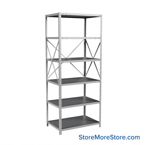 Metal Storage Shelves, 24" W x 36" D x 87" H, Open Back & Sides, Heavy-Duty, 6 Adjustable Shelfs