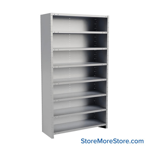 Metal Storage Shelves, 18" W x 48" D x 87" H, Closed Back & Sides, Heavy-Duty, 8 Adjustable Shelfs