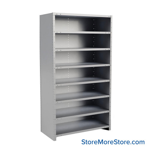 Metal Storage Shelves, 48" W x 24" D x 87" H, Closed Back & Sides, Medium-Duty, 8 Adjustable Shelfs