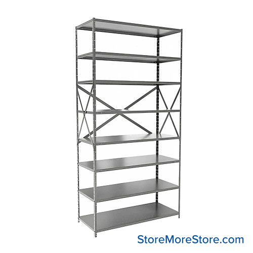 Metal Storage Shelves, 18" W x 48" D x 87" H, Open Back & Sides, Extra Heavy-Duty, 8 Adjustable Shelfs