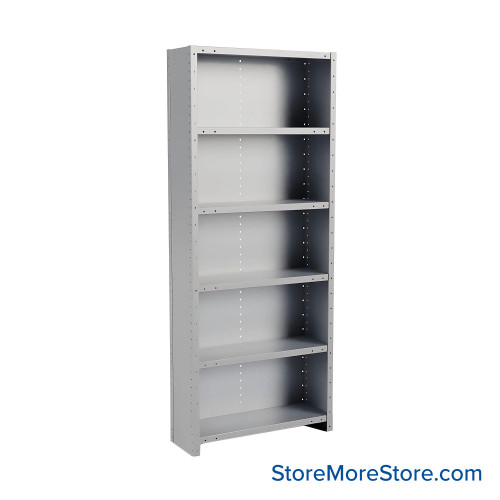 Metal Storage Shelves, 12" W x 36" D x 87" H, Closed Back & Sides, Heavy-Duty, 6 Adjustable Shelfs
