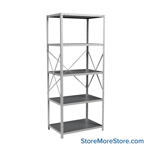 Metal Storage Shelves, 24" W x 36" D x 87" H, Open Back & Sides, Extra Heavy-Duty, 5 Adjustable Shelfs