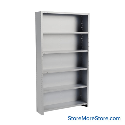 Metal Storage Shelves, 12" W x 48" D x 87" H, Closed Back & Sides, Extra Heavy-Duty, 6 Adjustable Shelfs