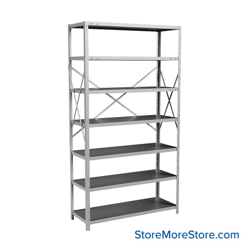 Metal Storage Shelves, 18" W x 48" D x 87" H, Open Back & Sides, Medium-Duty, 8 Adjustable Shelfs