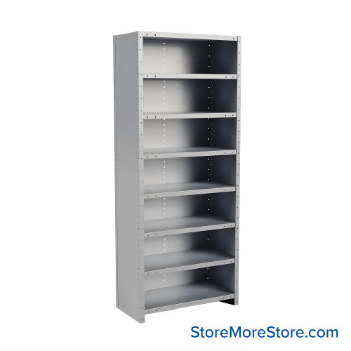 Metal Storage Shelves, 36" W x 18" D x 87" H, Closed Back & Sides, Heavy-Duty, 8 Adjustable Shelfs