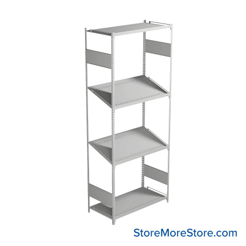 FIFO Shelving, 18" W x 36" D x 75" H, 6 Shelves, 4 (Adjustable) Shelves, Flat Top/Bottom Shelves, No Kit