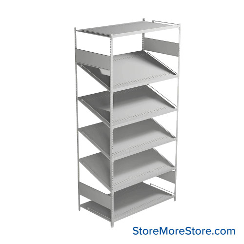 FIFO Shelving, 24" W x 42" D x 75" H, 6 Shelves, 6 (Adjustable) Shelves, Flat Top/Bottom Shelves, No Kit