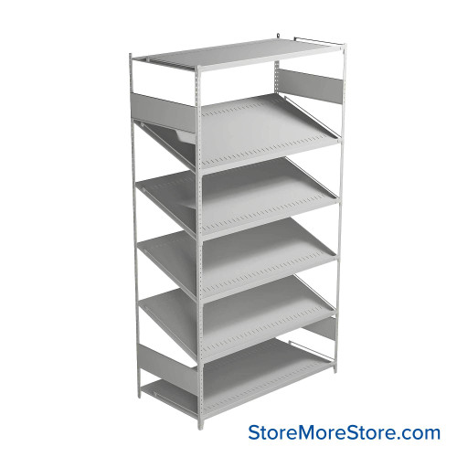 FIFO Shelving, 24" W x 48" D x 75" H, 6 Shelves, 6 (Adjustable) Shelves, Flat Top/Bottom Shelves, No Kit