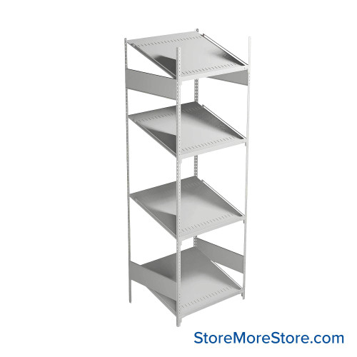 FIFO Shelving, 24" W x 30" D x 87" H, 6 Shelves, 4 (Adjustable) Shelves, Sloped Top/Bottom Shelves, No Kit
