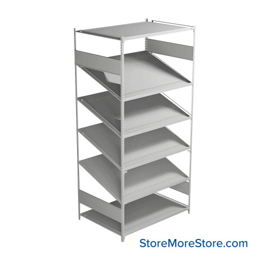 FIFO Shelving, 30" W x 42" D x 87" H, 6 Shelves, 6 (Adjustable) Shelves, Flat Top/Bottom Shelves, Includes Kit