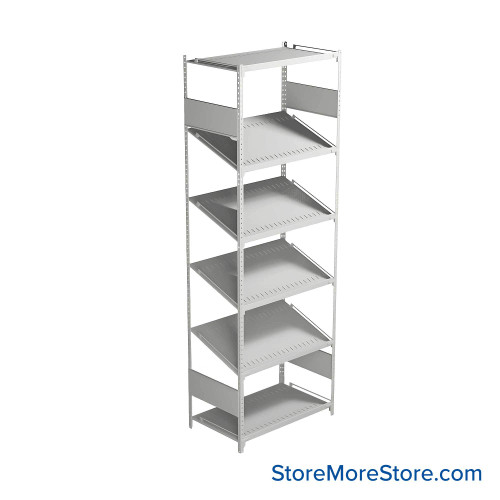 FIFO Shelving, 18" W x 30" D x 75" H, 6 Shelves, 6 (Adjustable) Shelves, Flat Top/Bottom Shelves, No Kit