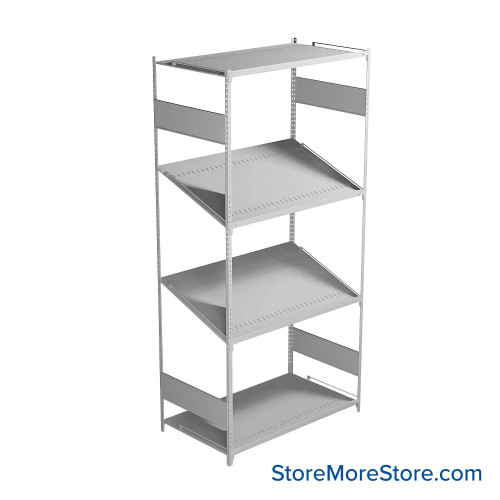 FIFO Shelving, 24" W x 42" D x 75" H, 6 Shelves, 4 (Adjustable) Shelves, Flat Top/Bottom Shelves, No Kit