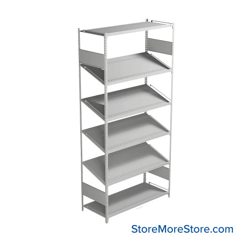 FIFO Shelving, 18" W x 42" D x 75" H, 6 Shelves, 6 (Adjustable) Shelves, Flat Top/Bottom Shelves, Includes Kit