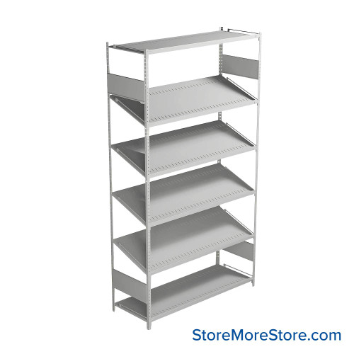 FIFO Shelving, 18" W x 48" D x 75" H, 6 Shelves, 6 (Adjustable) Shelves, Flat Top/Bottom Shelves, No Kit