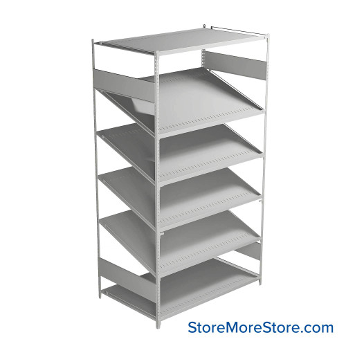 FIFO Shelving, 30" W x 48" D x 75" H, 6 Shelves, 6 (Adjustable) Shelves, Flat Top/Bottom Shelves, No Kit