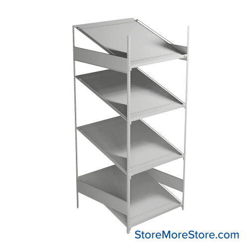 FIFO Shelving, 36" W x 36" D x 75" H, 6 Shelves, 4 (Adjustable) Shelves, Sloped Top/Bottom Shelves, No Kit