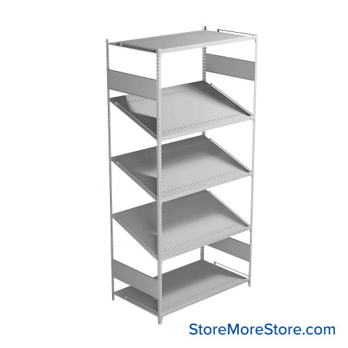 FIFO Shelving, 24" W x 42" D x 75" H, 6 Shelves, 5 (Adjustable) Shelves, Flat Top/Bottom Shelves, No Kit