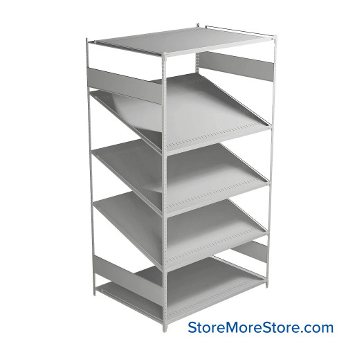 FIFO Shelving, 36" W x 48" D x 75" H, 6 Shelves, 5 (Adjustable) Shelves, Flat Top/Bottom Shelves, No Kit