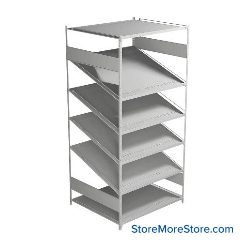 FIFO Shelving, 36" W x 42" D x 87" H, 6 Shelves, 6 (Adjustable) Shelves, Flat Top/Bottom Shelves, No Kit