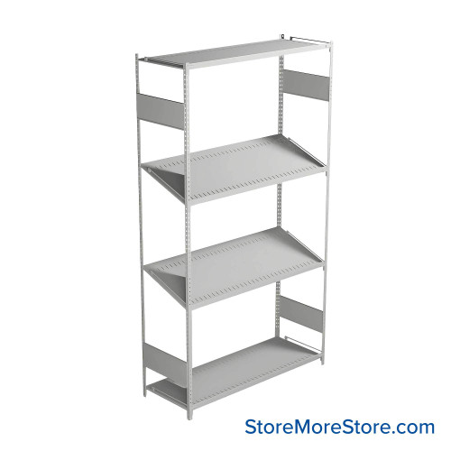 FIFO Shelving, 18" W x 48" D x 87" H, 6 Shelves, 4 (Adjustable) Shelves, Flat Top/Bottom Shelves, Includes Kit