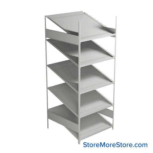 FIFO Shelving, 36" W x 36" D x 75" H, 6 Shelves, 5 (Adjustable) Shelves, Sloped Top/Bottom Shelves, Includes Kit