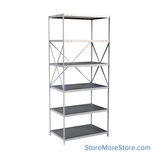 Industrial Shelving Units, 36" W x 24" D x 87" H, Adder, Open Back & Sides, Heavy-Duty, 6 Adjustable Shelfs
